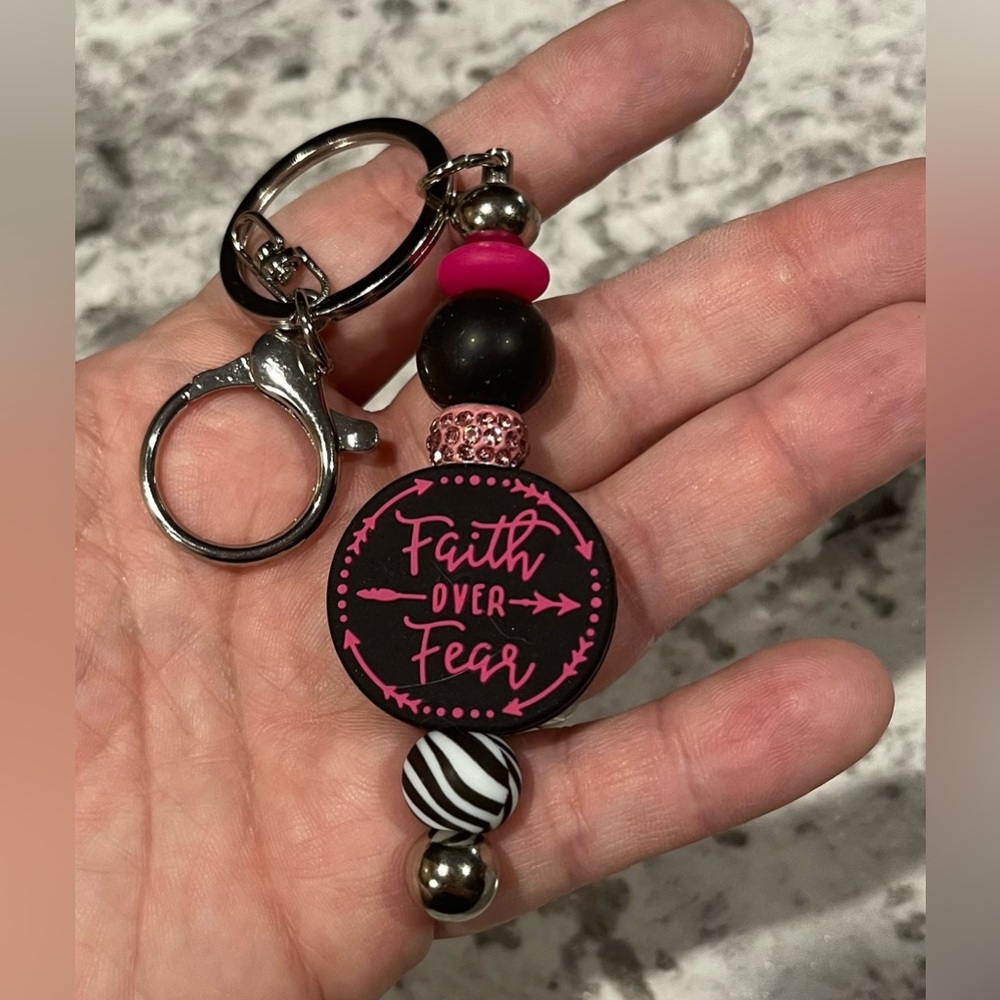 Handmade keychain silicone faith prayer pray Christian Jesus cross homemade